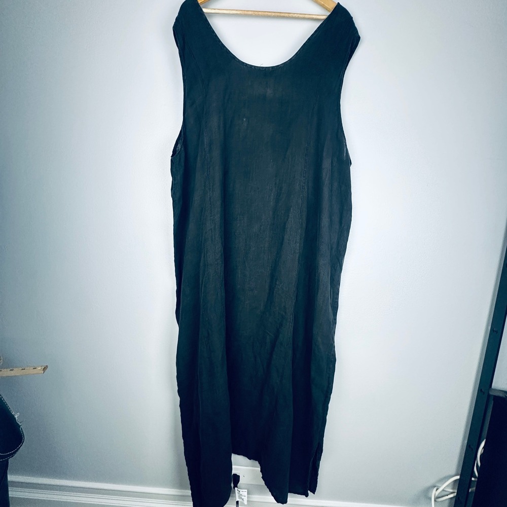 Flax by Jeanne Engelhart Gray 100% Linen Sleeveless Lagenlook Maxi Dress 3G 3XL